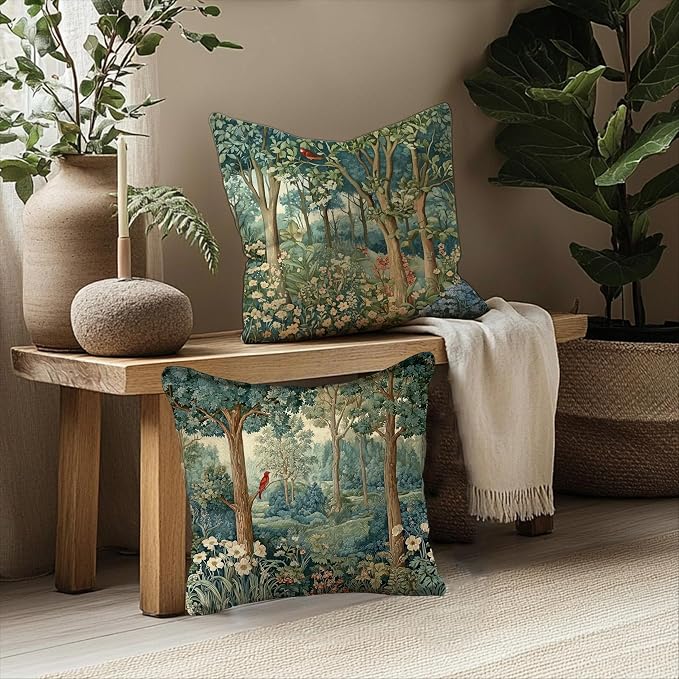 Rustic Spring Forest Pillow Covers 18x18 Double-Sided, Cottagecore Forest - Image 4