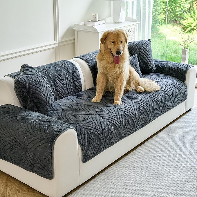 Sectional Couch Cover, Non-Slip Sofa Cover Plush Warm, Funny Fuzzy Pet Couch - Image 4