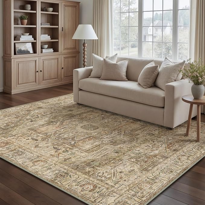 PureCozy Brown Multi Area Rug 6x9 Vintage Washable Distressed Living Room - Image 5