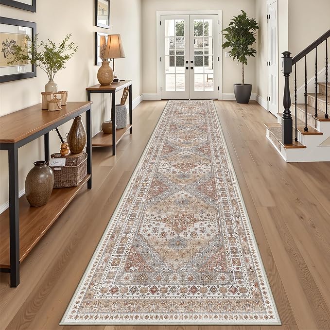 3x14 Runner Rug for Hallway, Non-Slip Long Kitchen Mats for Floor, Vintage - Image 5
