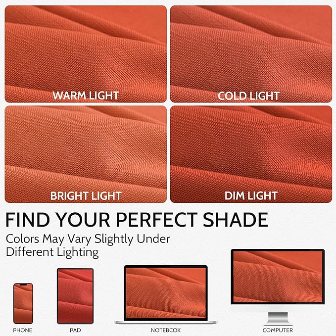 Nanspring Bright Orange Linen Blend Light Filtering Back Tab Curtains 84 Inches - Image 4