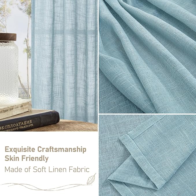LAMIT Short Linen Curtains 30 Inch Length - Image 6