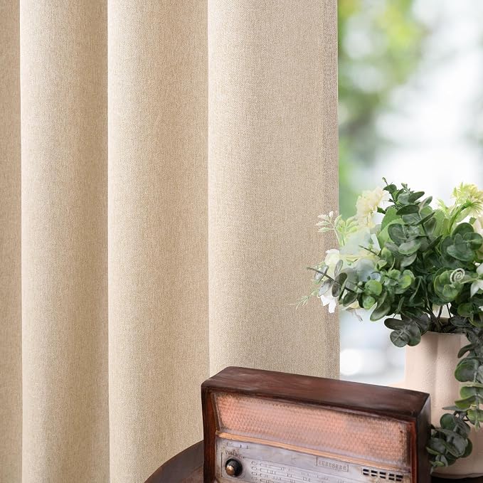 BGment 102 Inch Long Oatmeal Linen Curtains - Image 9
