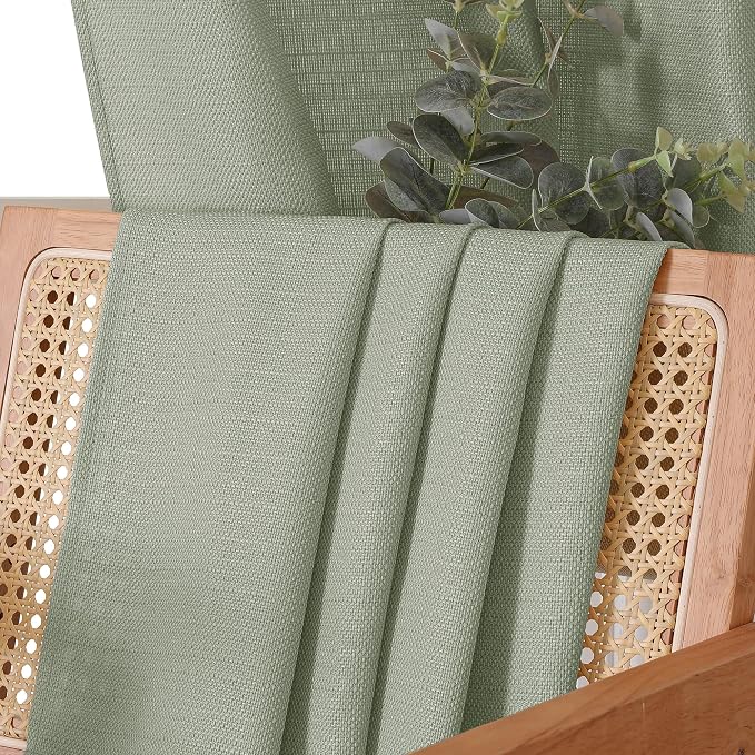 Chyhomenyc Bennett Light Green Window Valance, Faux Linen Slub Textured Semi - Image 5