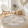 GENIMO 7FT Round Area Rugs for Living Room, Circle Rugs Machine Washable Low by GENIMO