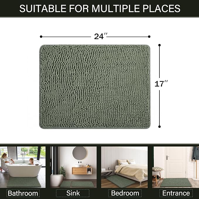 LOCHAS Luxury Bathroom Rug Shaggy Bath Mat 24 x 17 Inch, Washable Non Slip Bath - Image 2