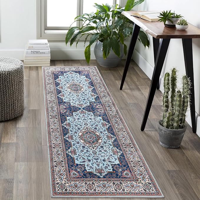 Runner Rug for Bedroom, 2x6Ft Machine Washable Area Rugs, Vintage Non-Slip Low - Image 8