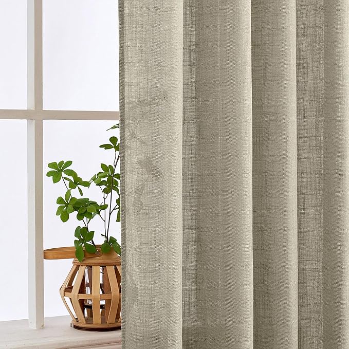 MIULEE Oatmeal Curtains 90 Inch Long 2 Panels - Image 5