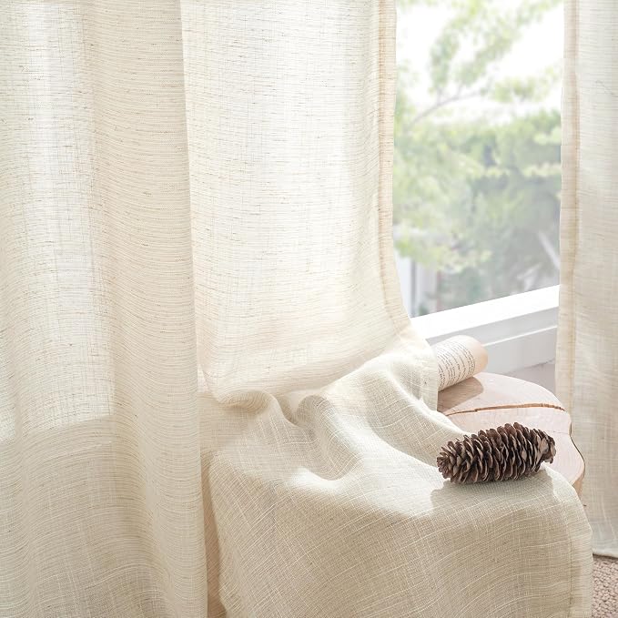 BGment 54 Inch Length Natural Linen Curtains - Image 7