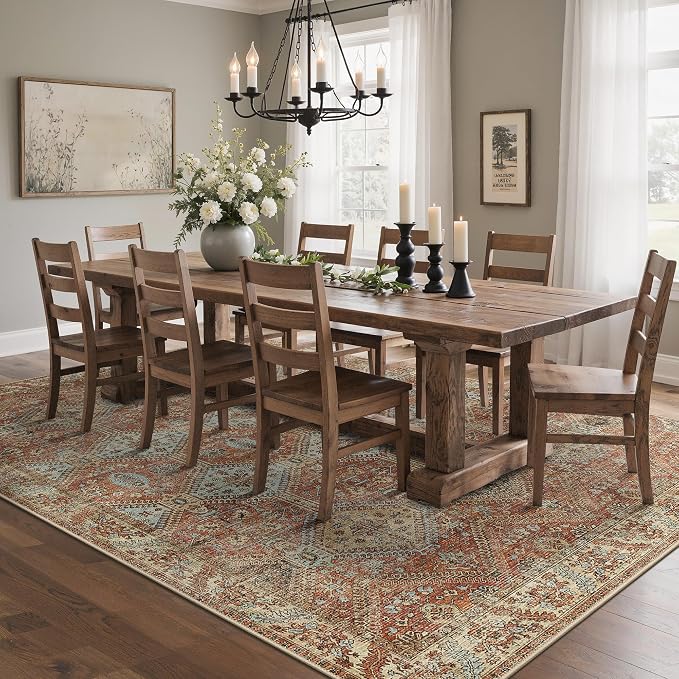 GENIMO 8x10 Area Rugs for Living Room, Machine Washable Non Slip Rugs, Low Pile - Image 3