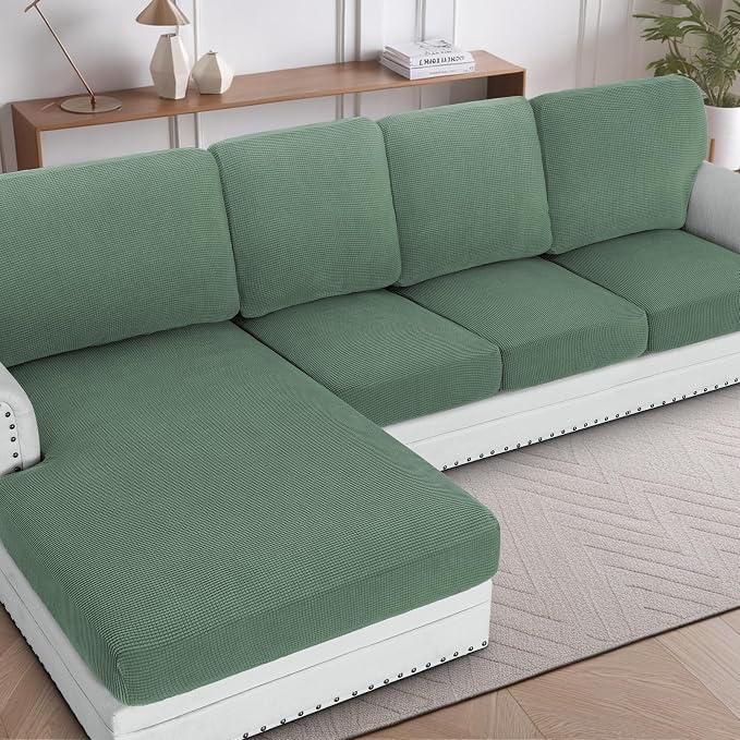 H.VERSAILTEX Sectional Couch Covers 4 Pieces Sofa Seat Cushion Covers L Shape by HVERSAILTEX