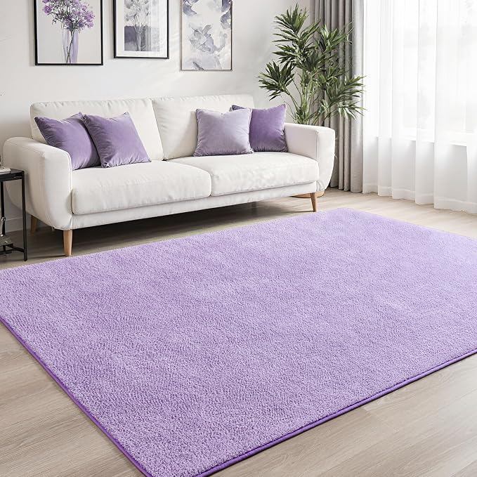 Keeko 5x7 Purple Area Rugs for Bedroom, Soft Modern Living Room Rug Indoor Non by Keeko