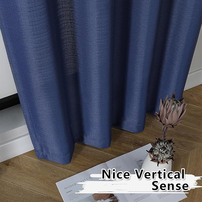 Gwine Blue Valance Curtain, Light Filtering Faux Linen Textured Valance Kitchen - Image 7