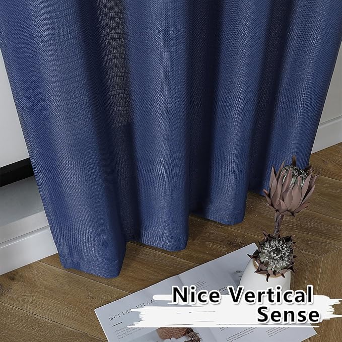 Gwine Blue Valance for Windows, Light Filtering Faux Linen Textured Kitchen - Image 7