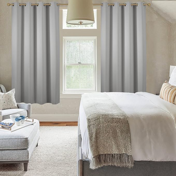 Diraysid Light Grey Grommet Blackout Curtains - Image 4