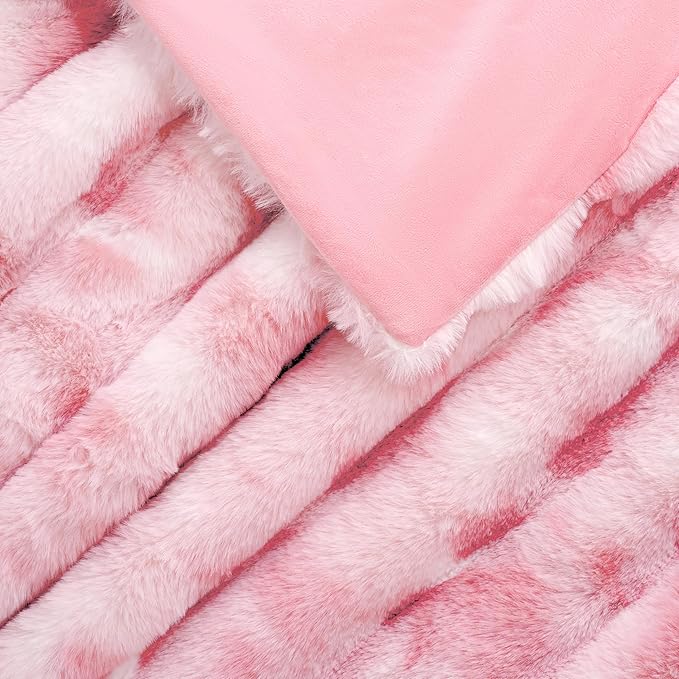 Touchat Luxury Faux Rabbit Fur Twin Blanket - Image 3
