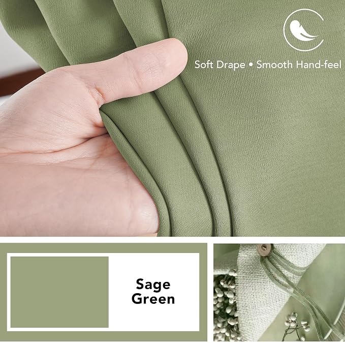 Deconovo Blackout Curtains, Thermal Insulated, W42 x L54 2 Panels, Back Tab - Image 7