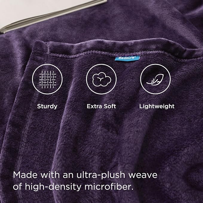 Bedsure GentleSoft Fleece Throw XL Blanket Purple - Image 3