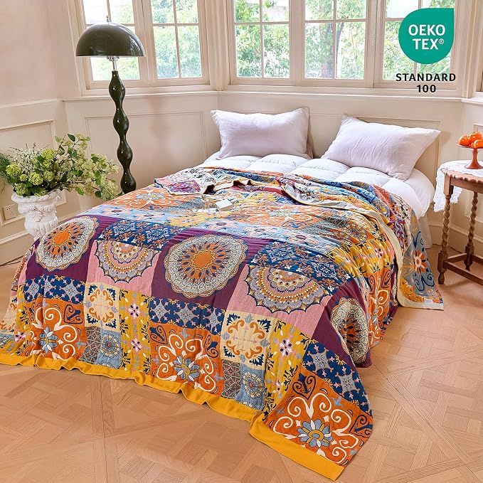 MSGKV Boho Throw Blanket for Couch 50"x60" 100% Cotton Blanket Spring - Image 6