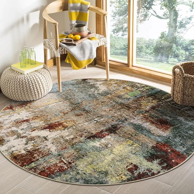 Lahome Modern Abstract Round Rug 4Ft by Lahome