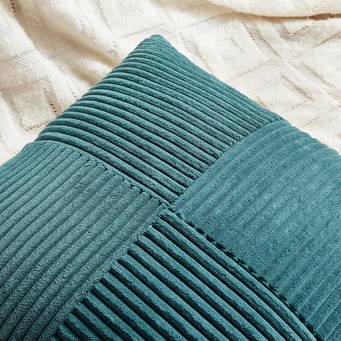 Fancy Homi 2 Packs Teal Euro Decorative Throw Pillow Covers 26x26 Inch - Image 3