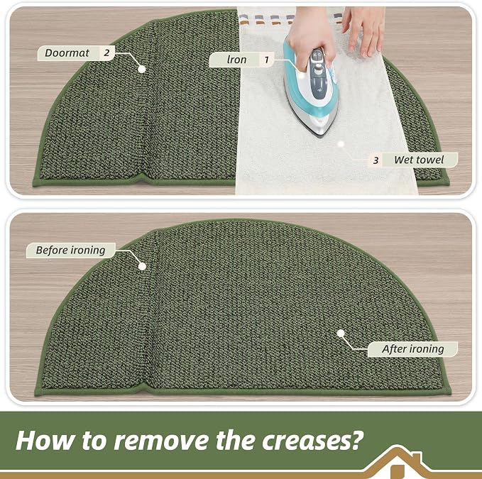 BEQHAUSE Dirt Trapper Door Mat 26" x 40" Half Circle Non-Slip Washable Doormats - Image 9