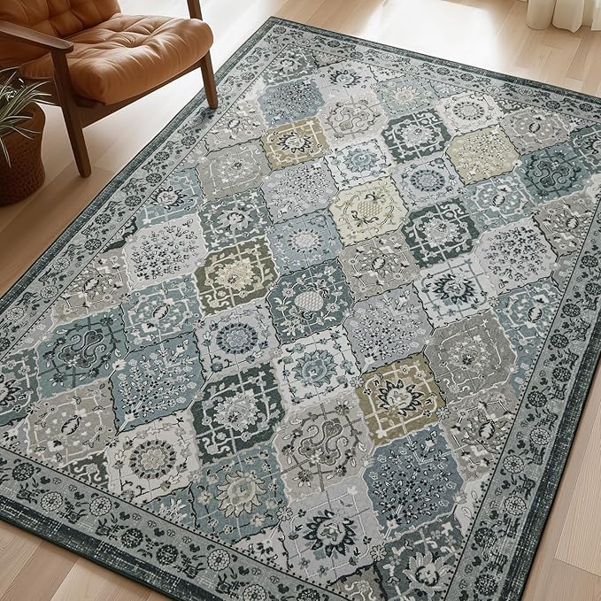 Phantoscope Washable Area Rug 5'x7' Non-Slip, Vintage Boho Rugs by Phantoscope