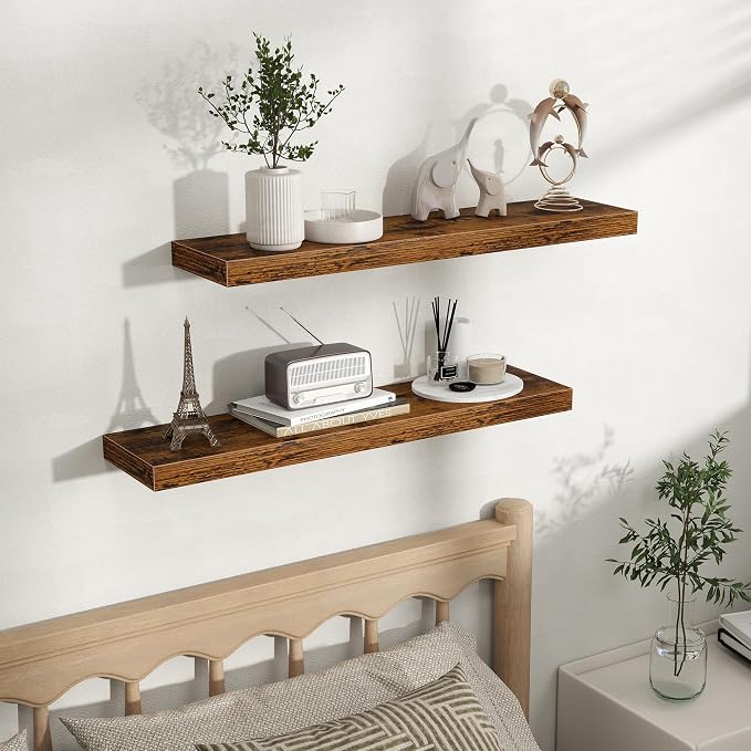 Fun Memories Floating Shelves for Wall, Rustic Wood Wall Mounted Shelves for - Image 5