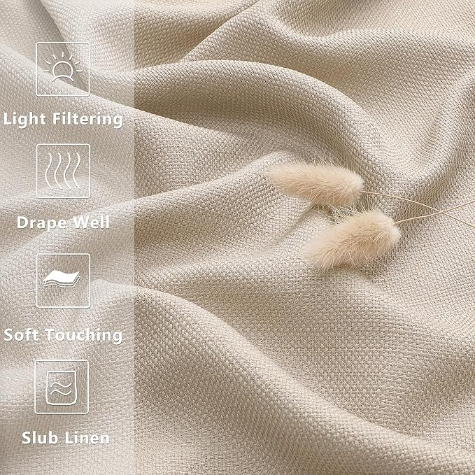 Gwine Linen Valance Curtain, Light Filtering Faux Linen Textured Valance - Image 3