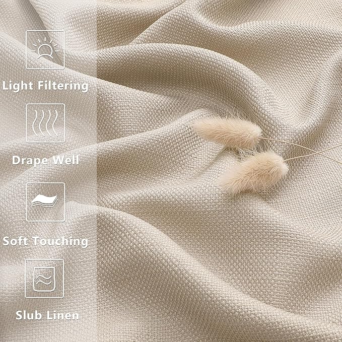 Gwine Linen Valance for Windows, Light Filtering Faux Linen Textured Kitchen - Image 3