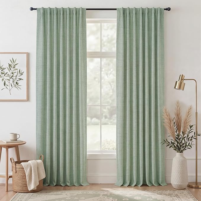 RYB HOME Sage Green 100% Blackout Curtains 90 inches Long, Thermal Insulated by RYBHOME