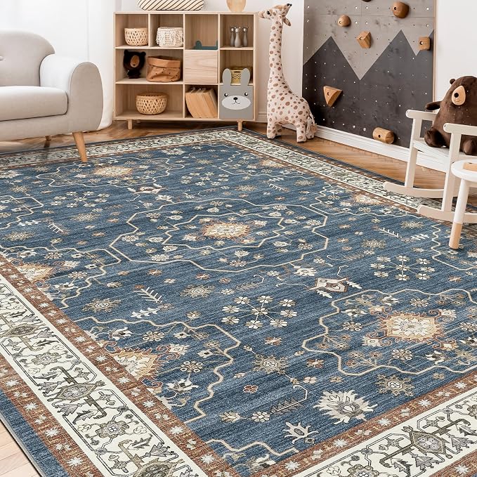 5x7 Area Rug for Living Room- Machine Washable Soft Oriental Vintage Large - Image 6
