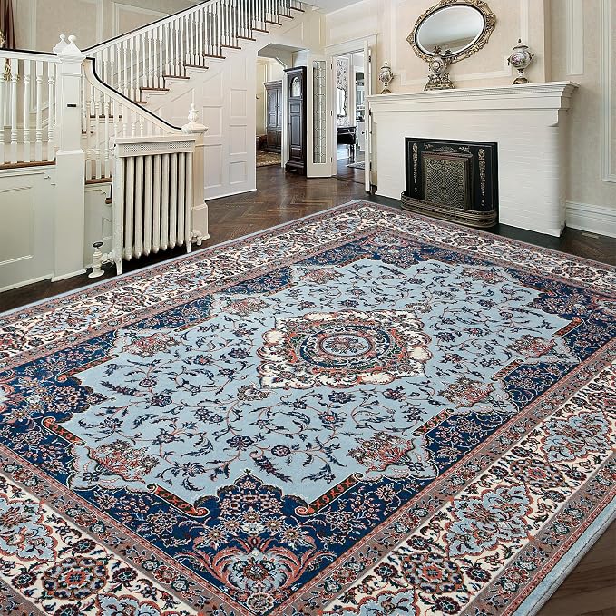 Area Rug for Living Room, Machine Washable Blue Rugs for Bedroom, 6x9Ft - Image 4