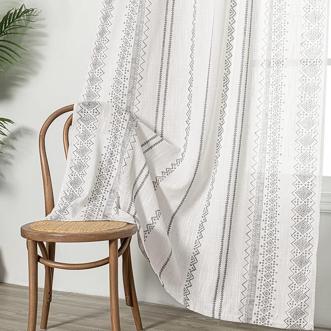MEETSKY Light Filtering Curtains 95 Inches Long Boho Cotton Curtains by MEETSKY
