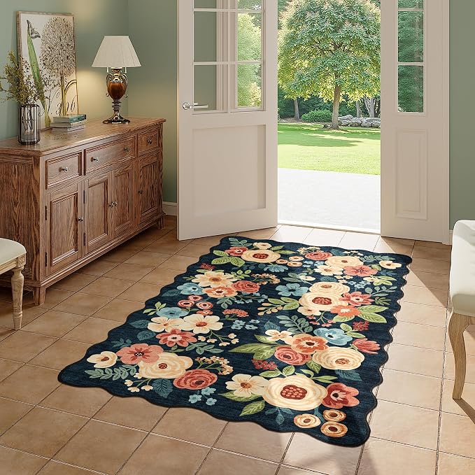 DUKINO 3x5 Area Rug, Floral Non-Slip Indoor Washable Rug - Image 7
