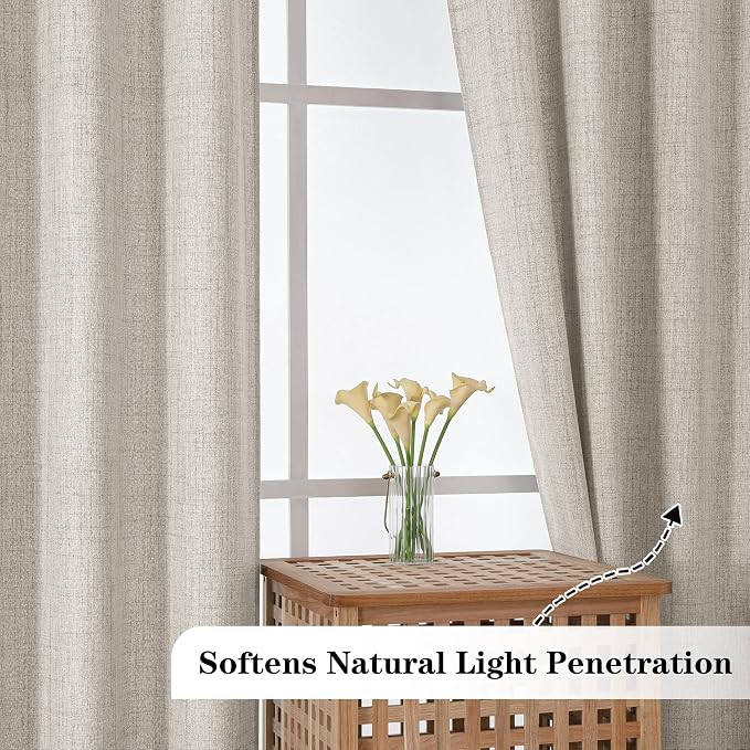 Chyhomenyc Kitchen Curtains 22 Inch Length, Light Filtering Faux Linen Slub - Image 8