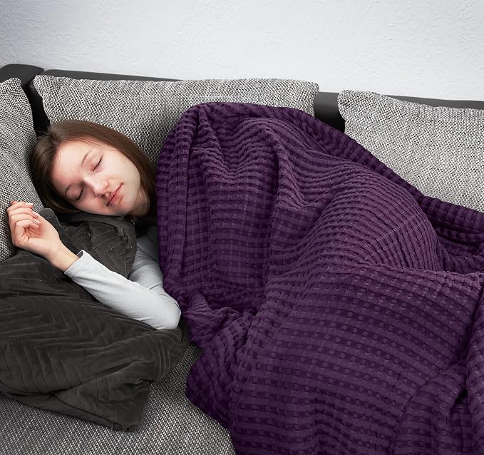 Utopia Bedding Plum 100% Cotton Waffle Blanket 300 GSM Soft Lightweight - Image 7