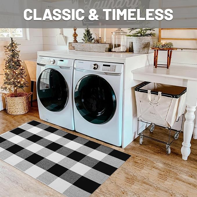 IOHOUZE Buffalo Plaid Checkered Rug 2x3 Ft Front Door Mats, Washable Area Rugs - Image 4
