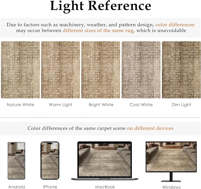 PureCozy Brown 6x9 Area Rug for Living Room Washable Vintage Distressed Large - Image 7