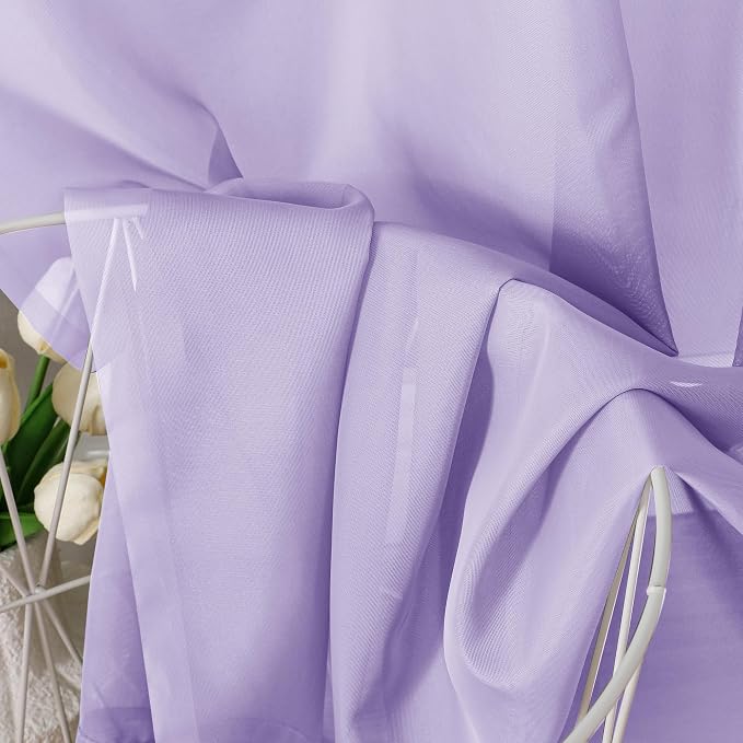 OVZME Lavender Sheer Curtains 96 Inches Long 2 Panels - Image 2