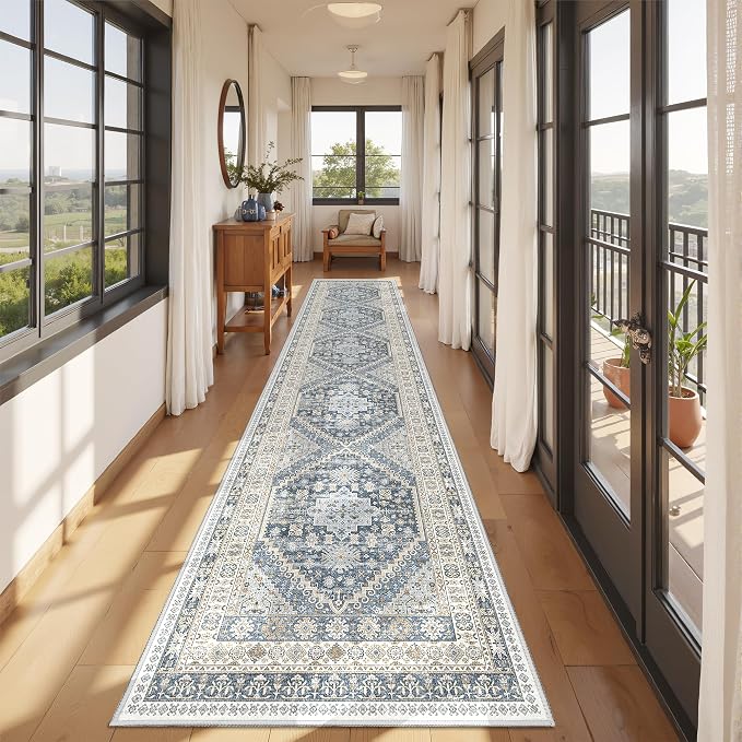 Carpet Runners for Hallway 12ft, Non-Slip Long Bathroom Rugs Runner for Kitchen by Restydon