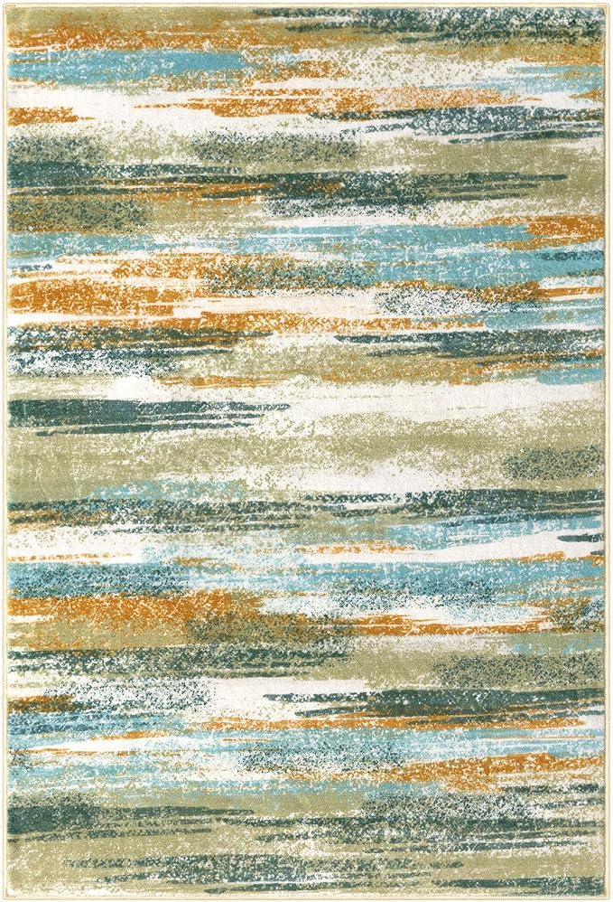 Lansny Modern Abstract 9x12 Large Machine Washable Living Room Rug Non-Slip - Image 9