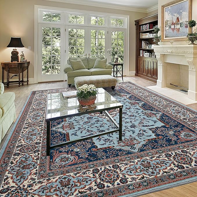 Area Rug for Living Room, Machine Washable Blue Rugs for Bedroom, 6x9Ft - Image 2