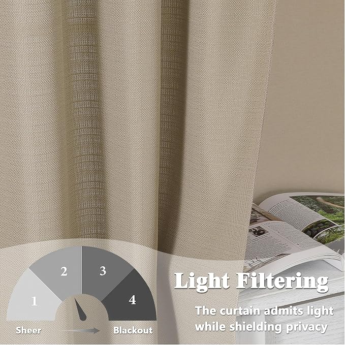 Gwine Camel Valance for Windows, Light Filtering Faux Linen Textured Kitchen - Image 4
