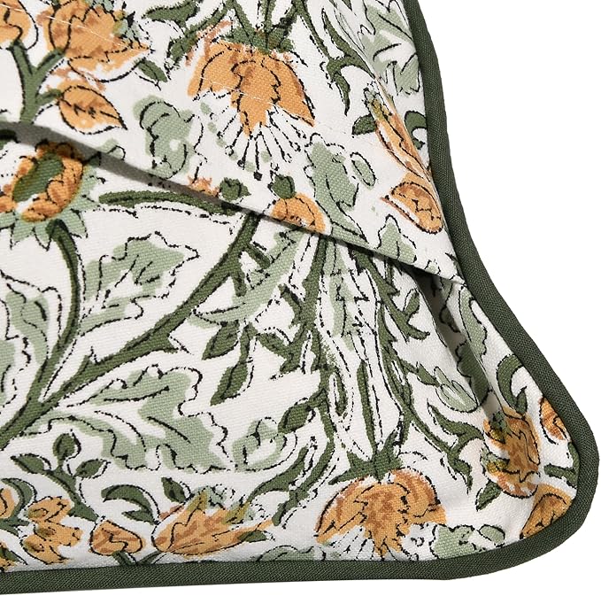 Ridhi Block Print Goldenrod Yellow Pillow Cover 24" x 24" Decorative Couch - Image 3