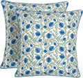 Ridhi Block Print Queen Blue Pillow Cover 18" x 18" Decorative Couch Pillows by Ridhi
