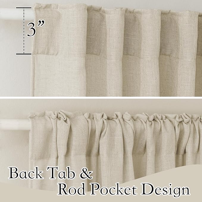 RYB HOME Semi Sheer Curtains 84 inches Long Linen Textured Blend Light Glare - Image 2