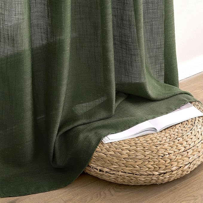 MIULEE Olive Green Linen Curtains 96 Inch Long - Image 7