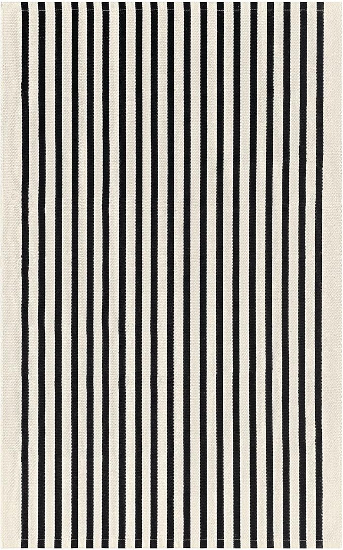 KOZYFLY Black and Beige Striped Rug 5x8 Ft Area Rug Washable Indoor Outdoor Rug - Image 7