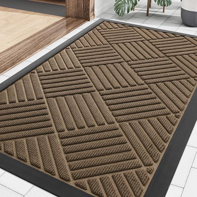 Smiry Front Door Mat Outside Entrance, Heavy Duty Outdoor Indoor Natural Rubber by Smiry